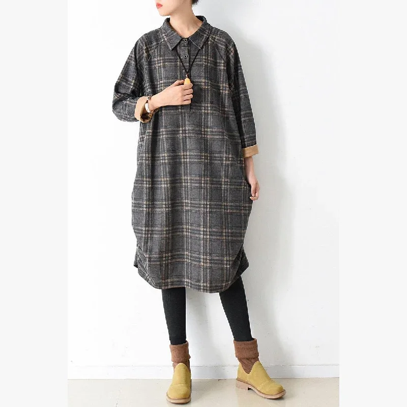 winter dull grey shirt dresses women plus size baggy dress