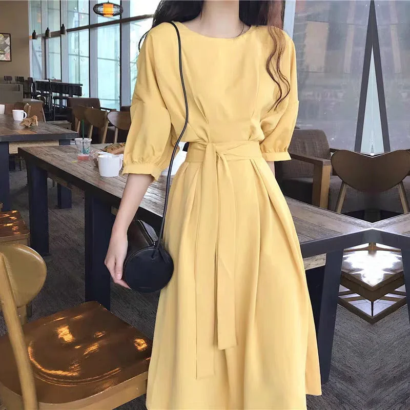 Julia Fashion - Solid Summer Midi Dress