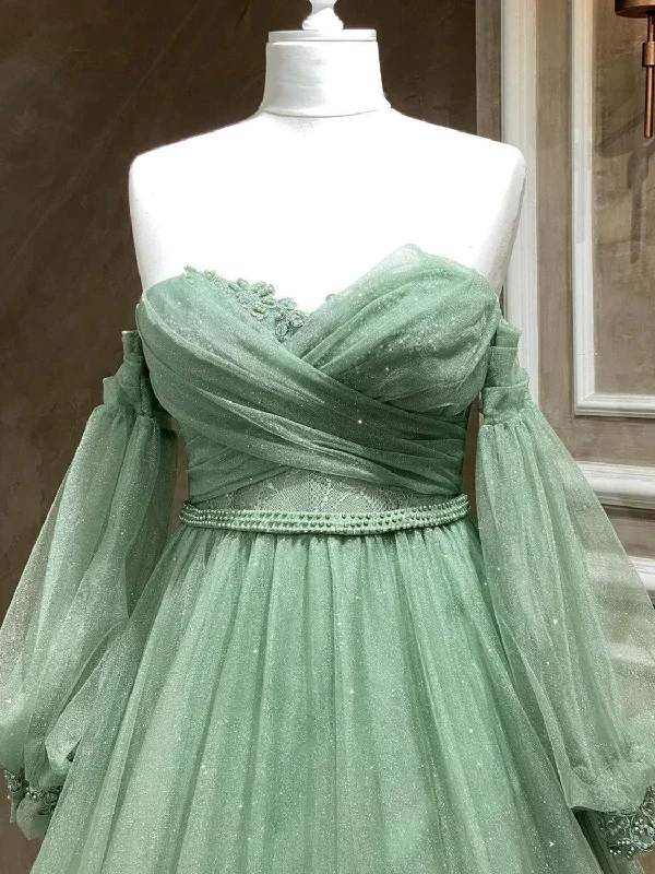 a-line-sweetheart-neck-tulle-green-long-prom-dress-green-formal-evening-dress