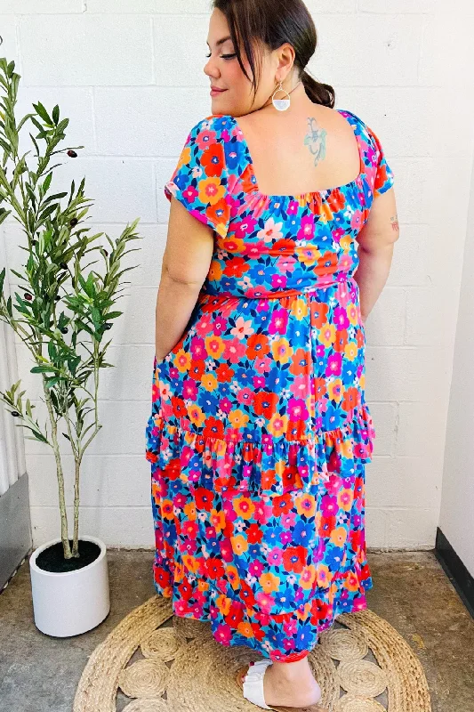 aqua-floral-print-square-neck-tiered-ruffle-maxi-dress