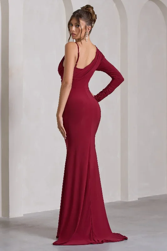 at-dusk-berry-red-one-sleeved-cowl-neck-fishtail-maxi-dress-cl130018037