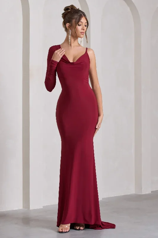 at-dusk-berry-red-one-sleeved-cowl-neck-fishtail-maxi-dress-cl130018037