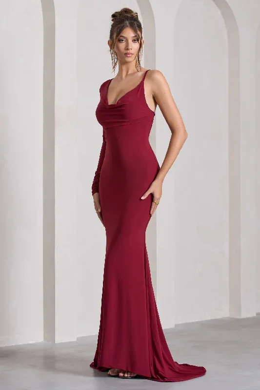 at-dusk-berry-red-one-sleeved-cowl-neck-fishtail-maxi-dress-cl130018037