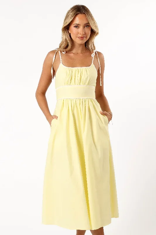 Avi Sleeveless Midi Dress - Yellow