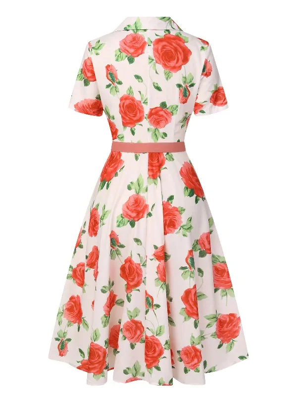 beige-1950s-roses-lapel-dress-with-belt