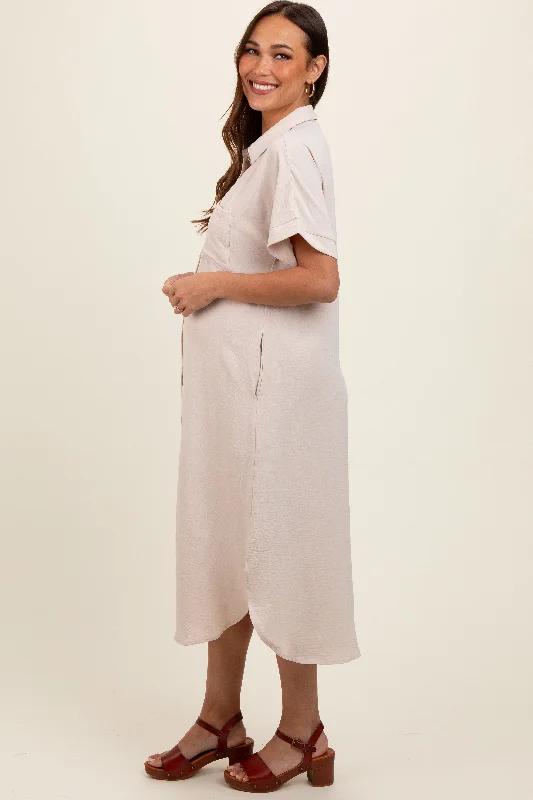 beige-button-down-front-pocket-maternity-midi-dress