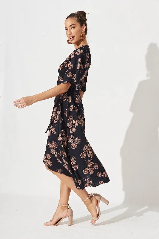 bellerose-midi-wrap-dress-in-charcoal-with-apricot-floral