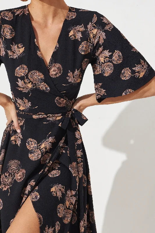 bellerose-midi-wrap-dress-in-charcoal-with-apricot-floral