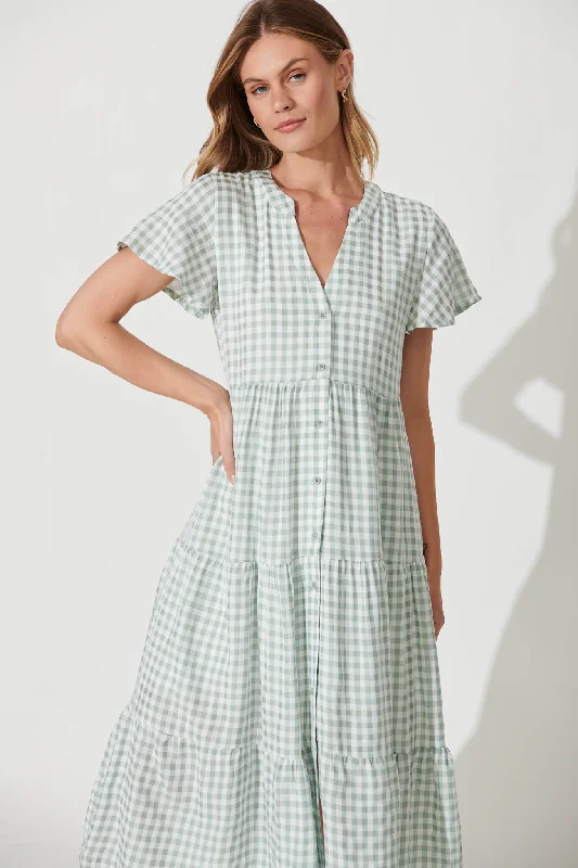 bently-midi-dress-in-green-gingham-check-cotton-blend