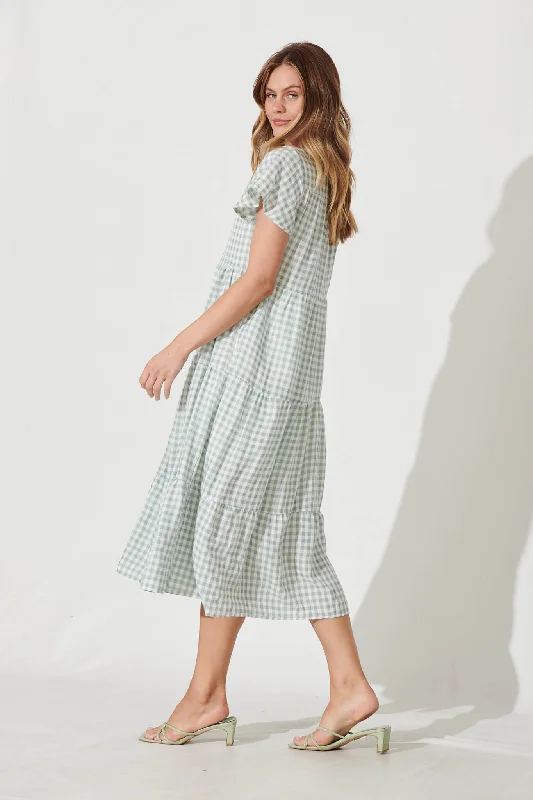 bently-midi-dress-in-green-gingham-check-cotton-blend