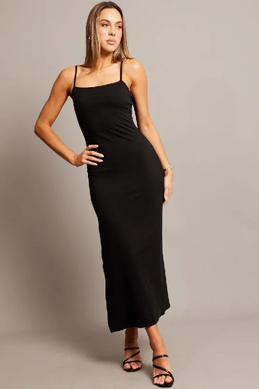 Black Bodycon Dress Maxi Supersoft