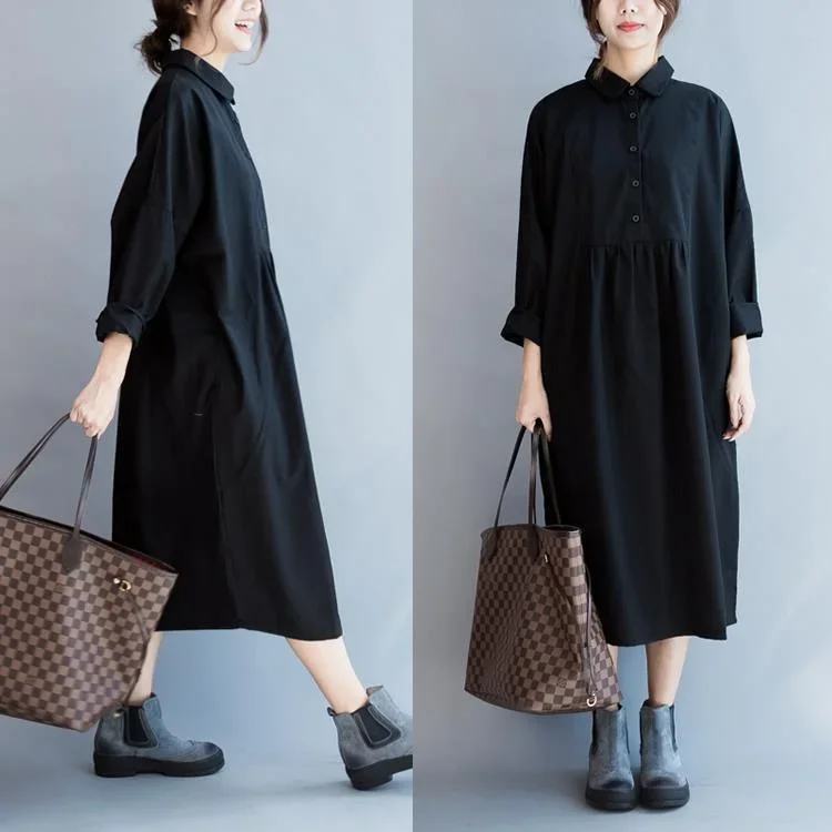 black-cotton-dress-plus-size-shirt-dresses-maxi-dress-long-blouses-long-sleeve