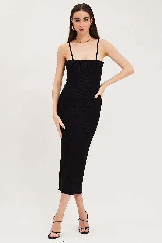 Black Kint Midi Dress