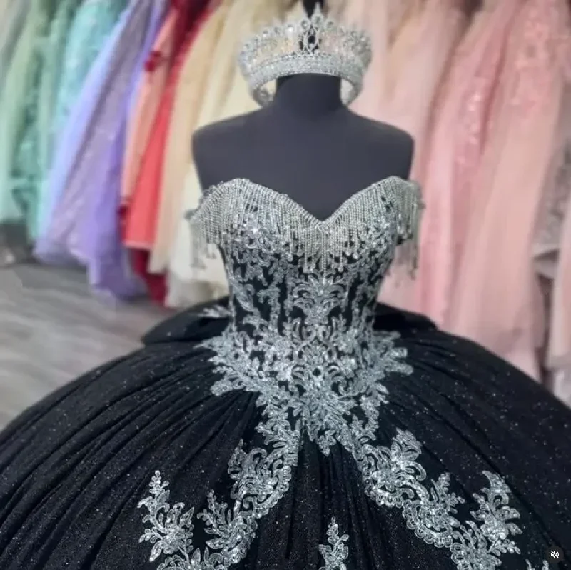 black-silver-gothic-princess-quinceanera-dresses-sparkly-applique-tassel-corset-vestidos-para-15-anos-prom-sweet-16