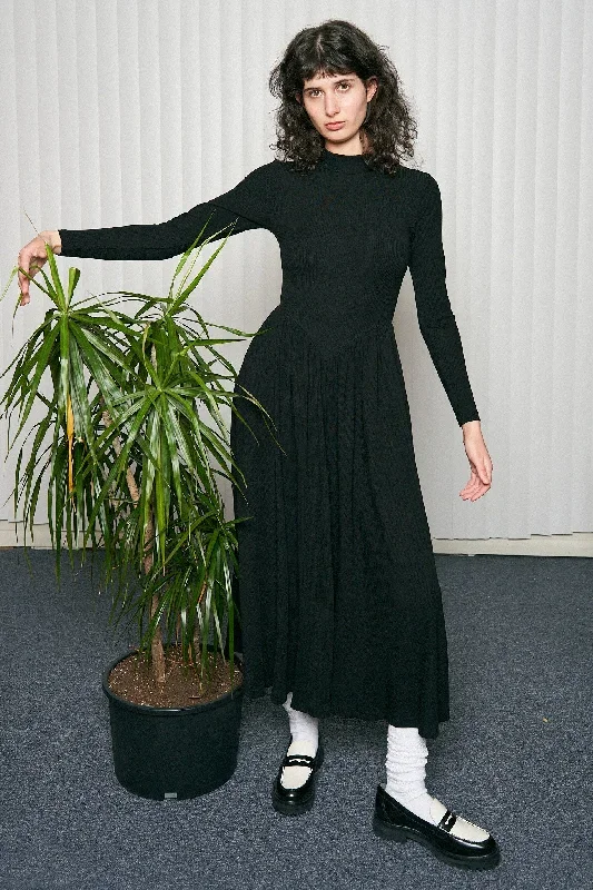 black-tencel-rib-turtleneck-maxi-dress