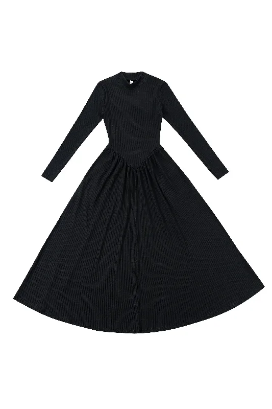 black-tencel-rib-turtleneck-maxi-dress