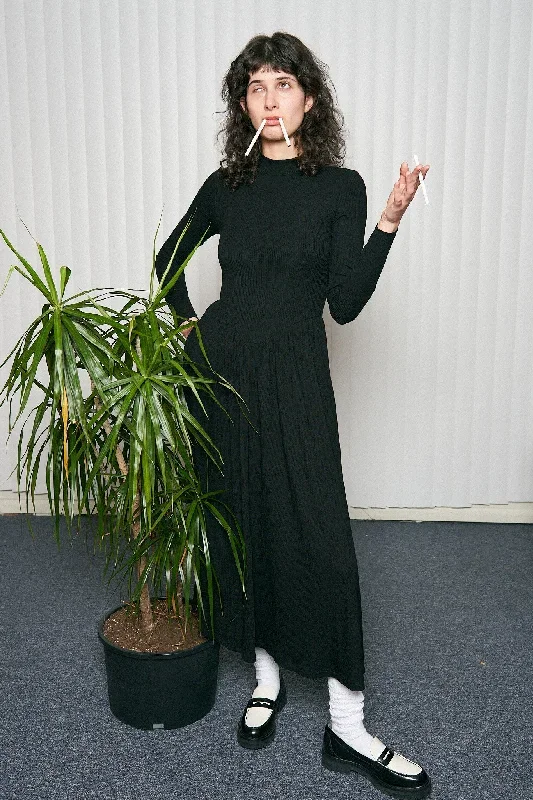 black-tencel-rib-turtleneck-maxi-dress