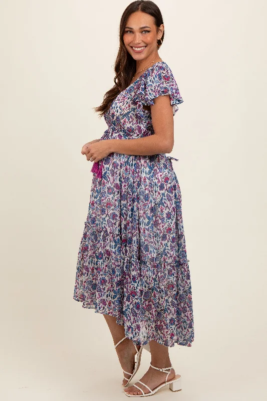 blue-floral-chiffon-flutter-sleeve-ruffle-hem-maternity-midi-dress