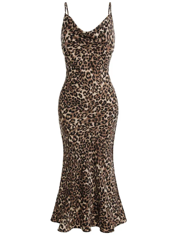 brown-1960s-leopard-strap-fishtail-dress