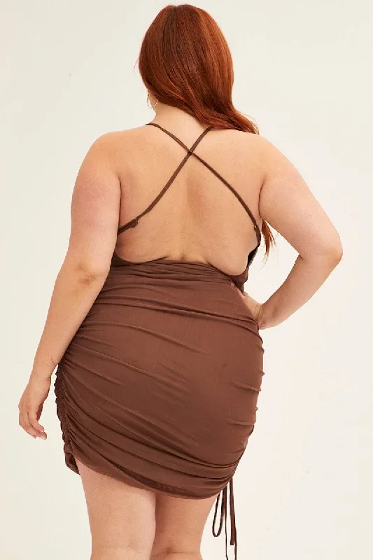 brown-mini-dress-cross-back-ruched-bodycon-mesh-ced13204-33ab-1