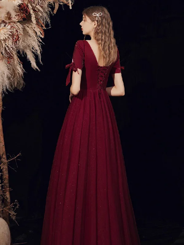 burgundy-a-line-v-neck-tulle-long-prom-dress-burgundy-evening-dress