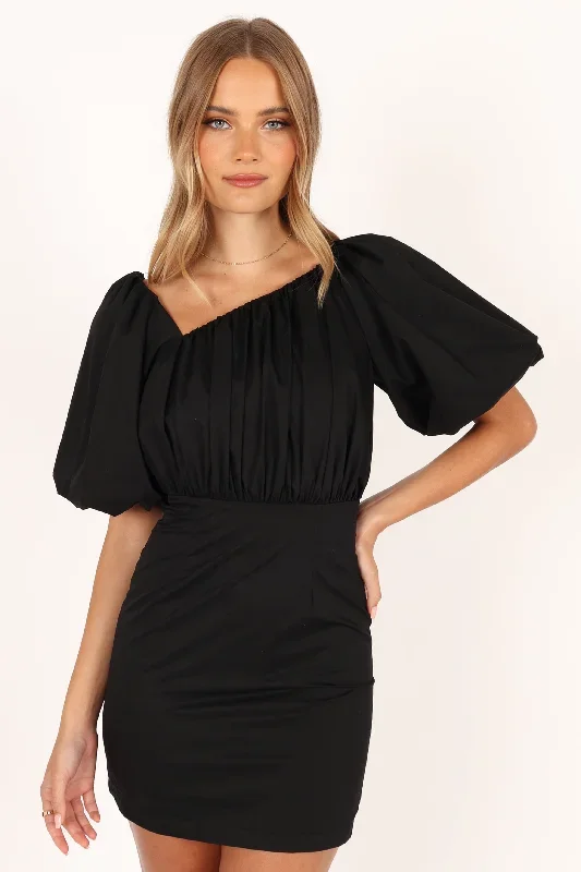 cabello-one-shoulder-mini-dress-black