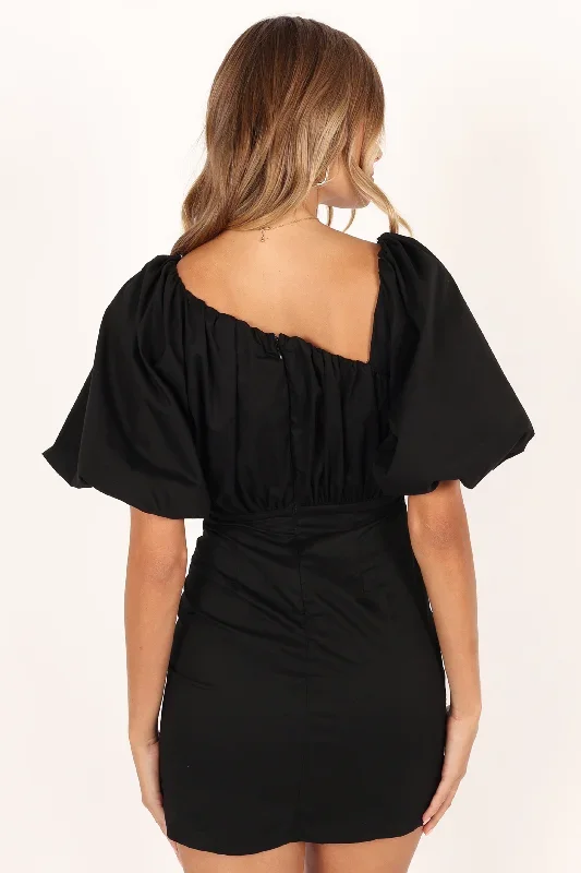 cabello-one-shoulder-mini-dress-black