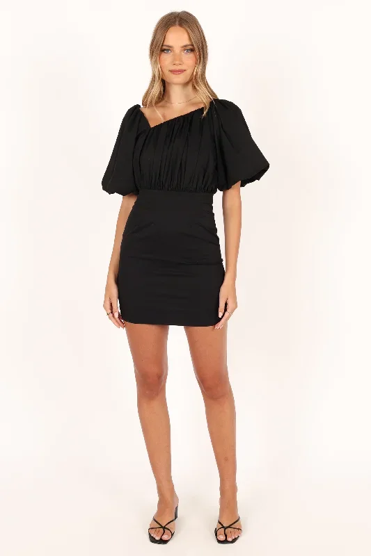 cabello-one-shoulder-mini-dress-black