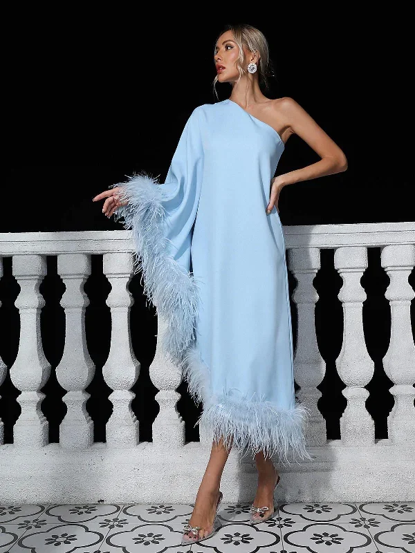 ceridwen-one-shoulder-feather-trimmed-midi-dress-in-blue