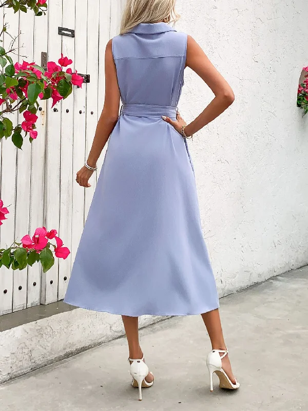 collared-neck-sleeveless-dress