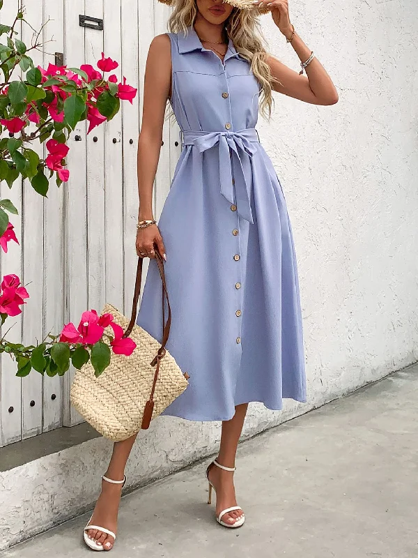 collared-neck-sleeveless-dress