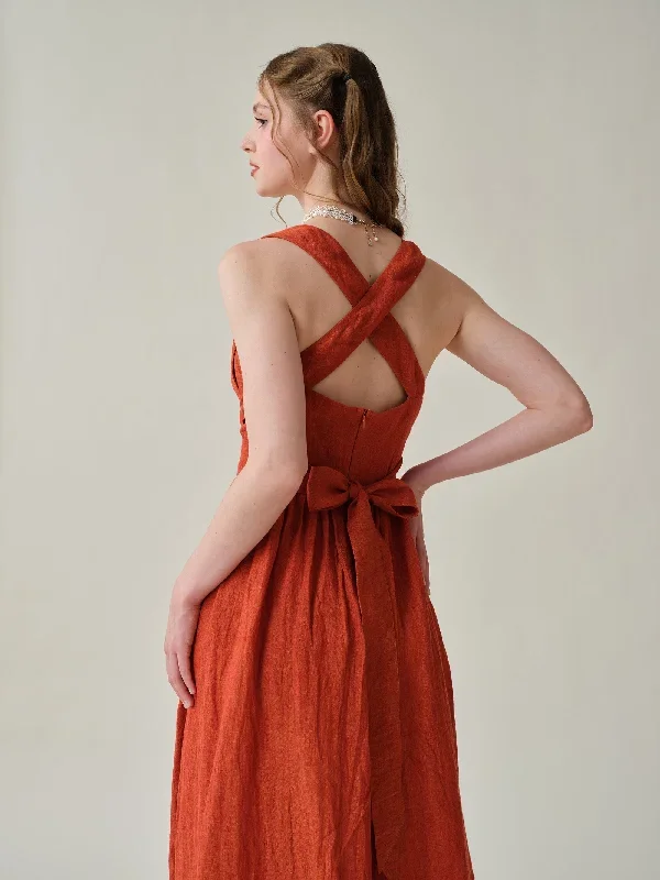 cross-back-linen-dress-in-red-midi-dress-cocktail-dress-layered-linen-dress-evening-dress-vintage-dress-apron-dress-linennaive