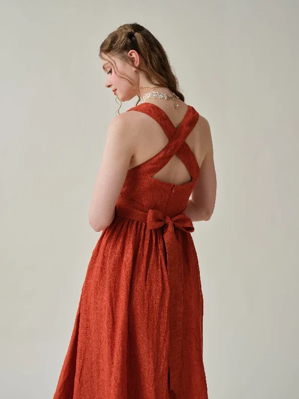 cross-back-linen-dress-in-red-midi-dress-cocktail-dress-layered-linen-dress-evening-dress-vintage-dress-apron-dress-linennaive