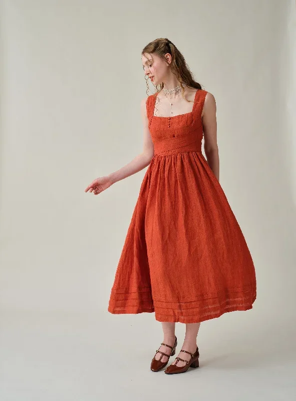 cross-back-linen-dress-in-red-midi-dress-cocktail-dress-layered-linen-dress-evening-dress-vintage-dress-apron-dress-linennaive