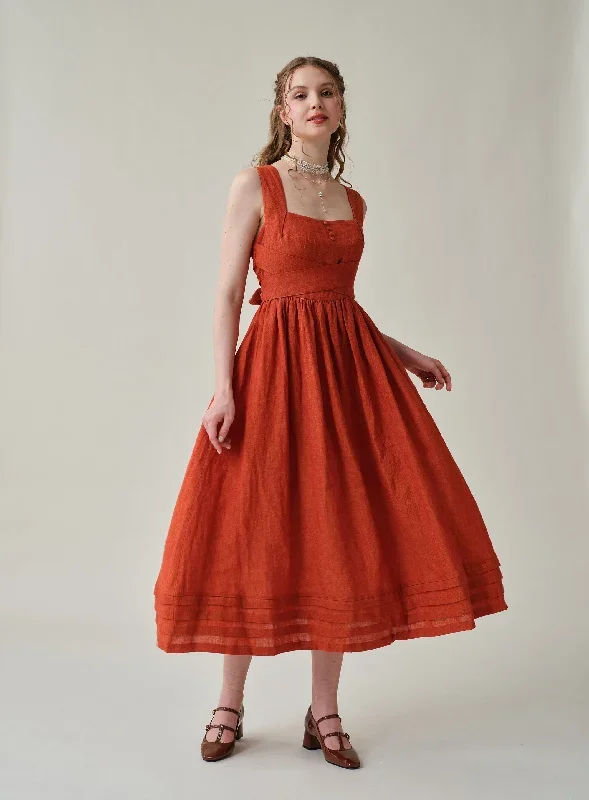 cross-back-linen-dress-in-red-midi-dress-cocktail-dress-layered-linen-dress-evening-dress-vintage-dress-apron-dress-linennaive