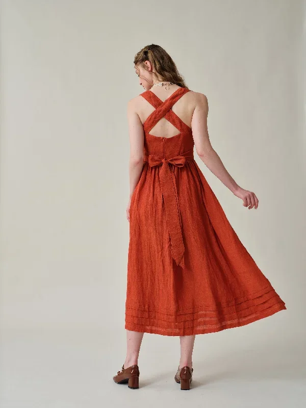 cross-back-linen-dress-in-red-midi-dress-cocktail-dress-layered-linen-dress-evening-dress-vintage-dress-apron-dress-linennaive