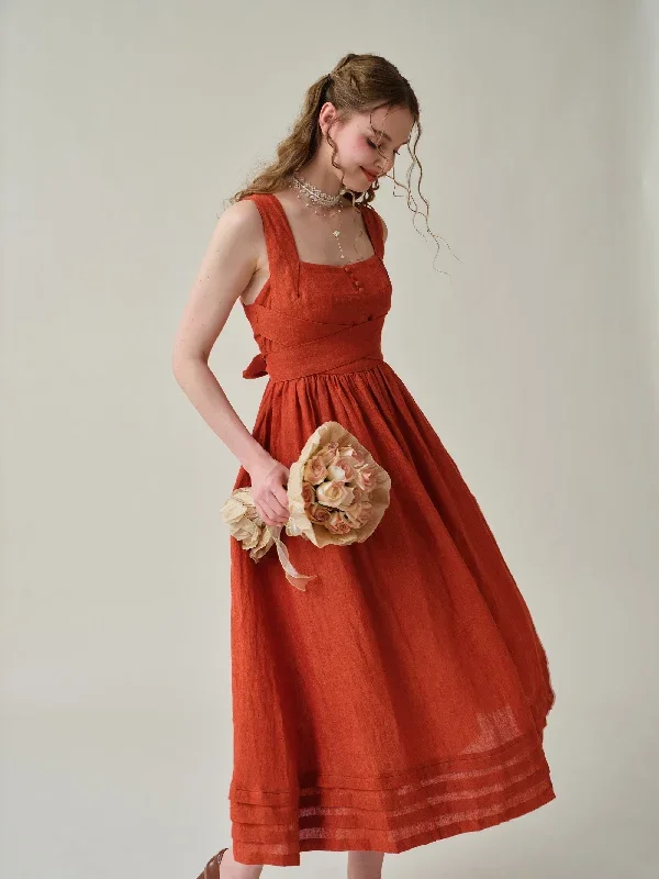 cross-back-linen-dress-in-red-midi-dress-cocktail-dress-layered-linen-dress-evening-dress-vintage-dress-apron-dress-linennaive