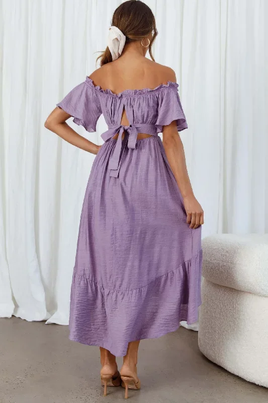 dandelion-off-shoulder-tied-back-midi-dress-purple