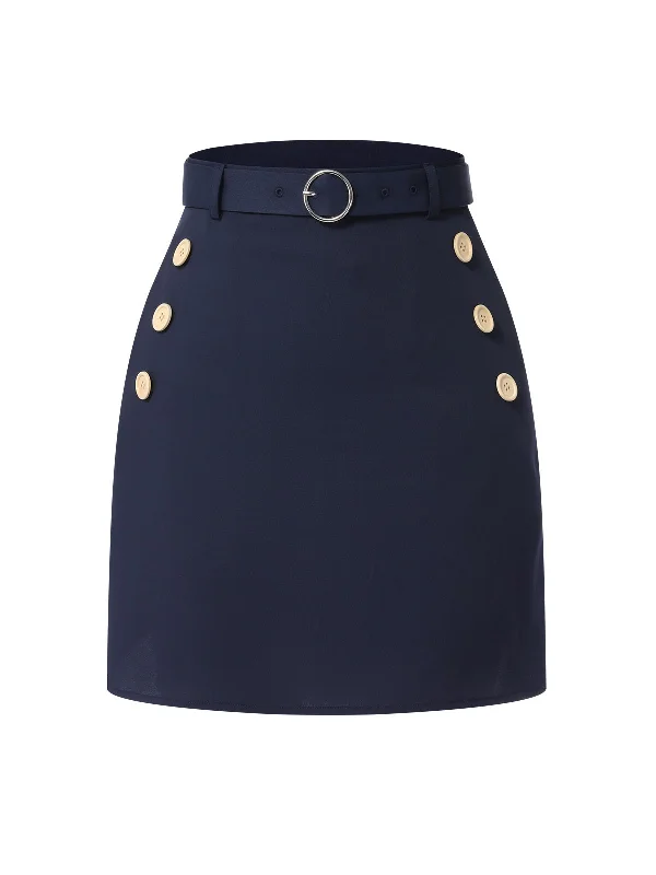 dark-blue-1960s-solid-belt-button-skirt