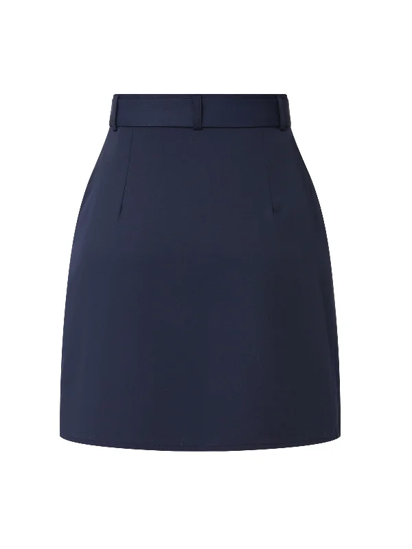 dark-blue-1960s-solid-belt-button-skirt