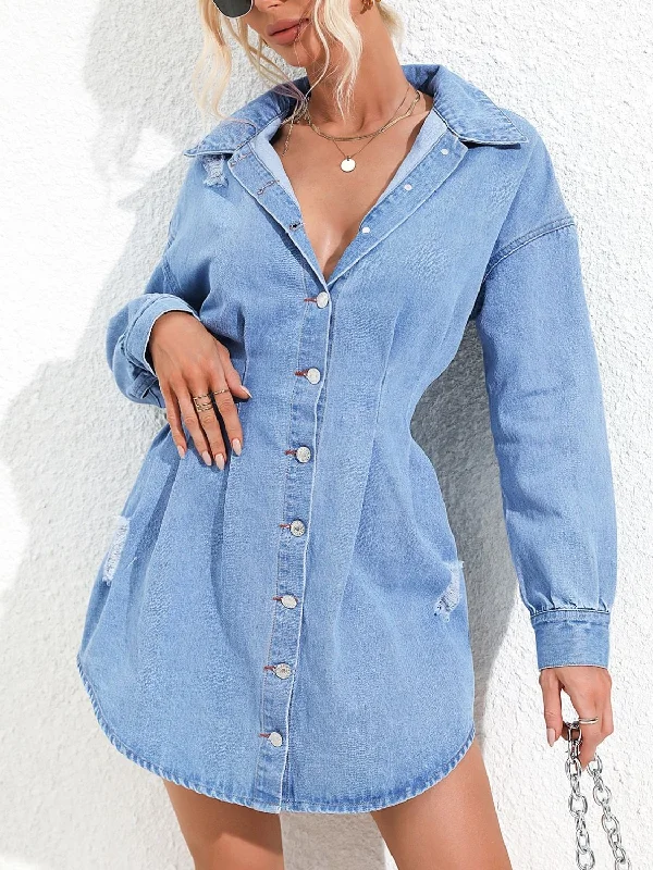 distressed-button-up-long-sleeve-denim-dress