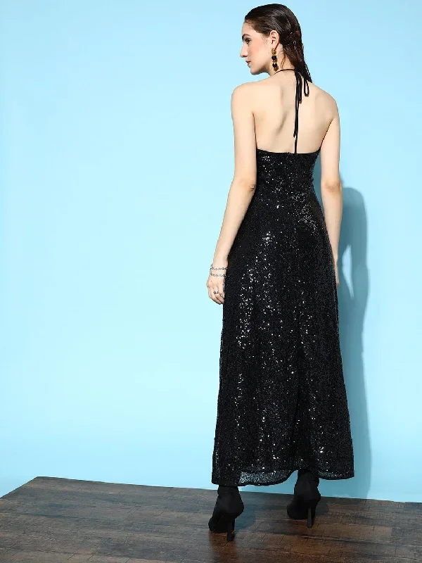 dr3810bk-berrylush-women-solid-black-halter-neck-sleeveless-backless-thigh-high-slit-sequined-fit-flare-maxi-dress