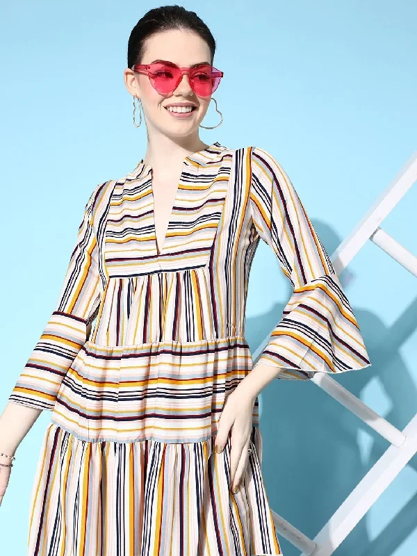 dr4410wh-berrylush-women-multicolour-stripe-printed-mandarin-collar-neck-flounce-hem-pleated-a-line-mini-dress