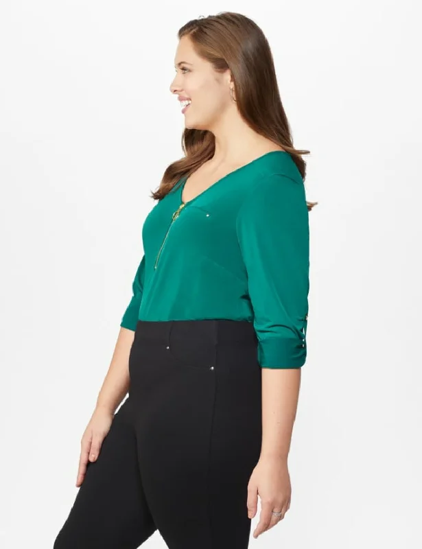 dressbarn-plus-womens-roz-and-ali-three-quarter-sleeve-with-slight-shirttail-hem-and-front-zip-knit-top