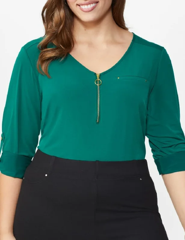 dressbarn-plus-womens-roz-and-ali-three-quarter-sleeve-with-slight-shirttail-hem-and-front-zip-knit-top