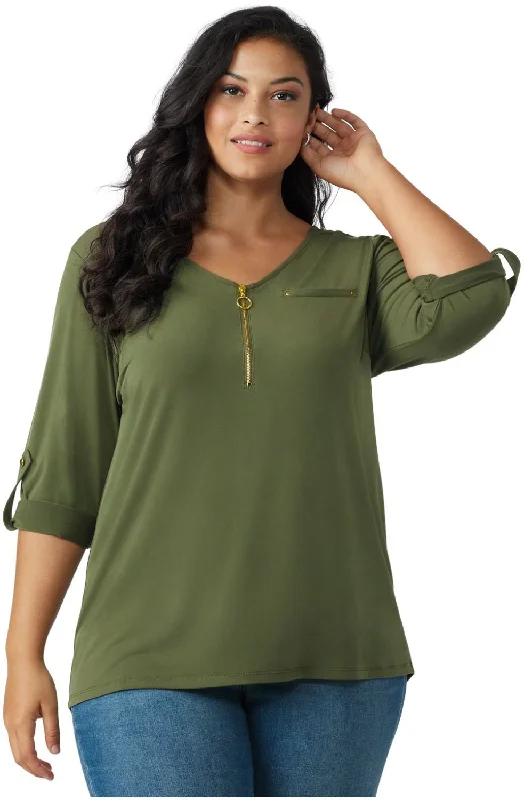 dressbarn-plus-womens-roz-and-ali-three-quarter-sleeve-with-slight-shirttail-hem-and-front-zip-knit-top