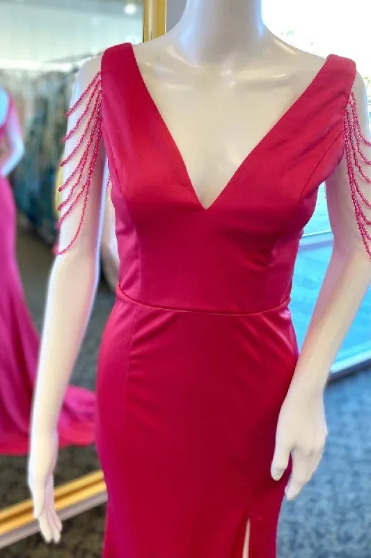 elegant-red-fringes-v-neck-long-prom-dress-with-slit