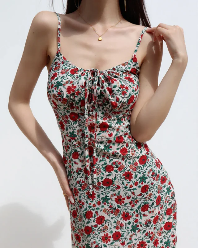 Floral Print FrontTie Spring Dress