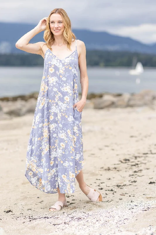 Papillon Floral Print Maxi Dress with Pockets PD-14657