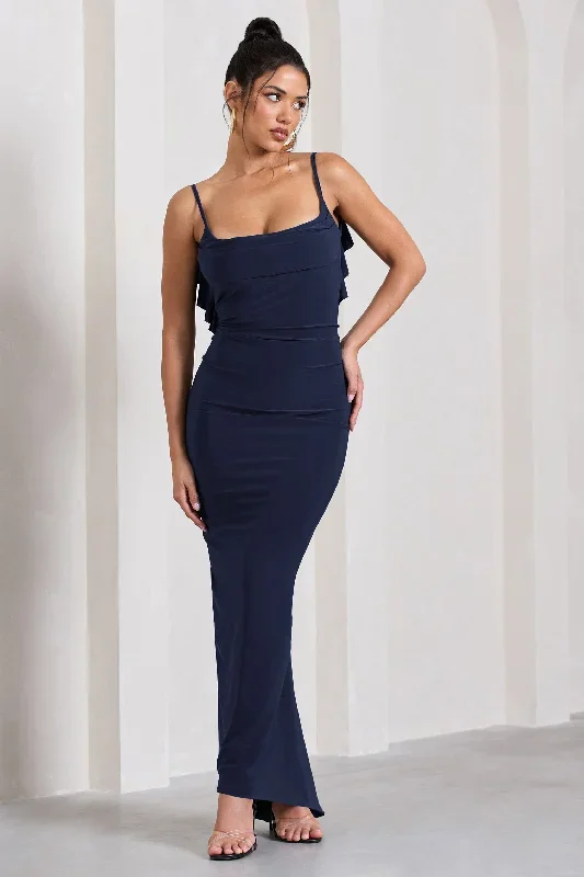 flute-navy-bodycon-maxi-dress-with-ruched-ruffled-back-cl128443015